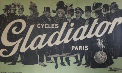 Paolo Henri CYCLES GLADIATOR. Imprimerie Kossuth, Paris - 84 x 135 cm – Entoilée,...