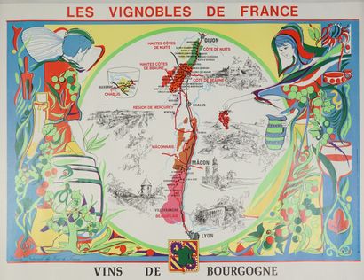 LEGALL Vignobles de France. VINS DE BOURGOGNE Euro Pub – 93,5 x 66, 5 cm – Entoilée,...