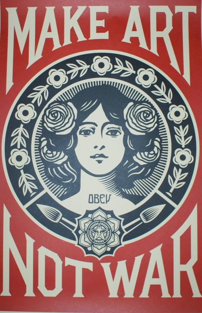 Shepard FAIREY (né en 1970) MAKE ART NOT WAR.2020 Lithograph - Signed and dated in...