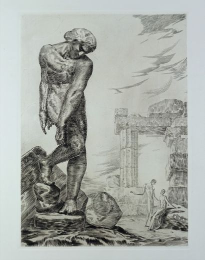 null 
Lot composé de deux collages par BARBIER, Gravures et lithographies par Gustave...