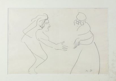 Raoul DUFY (1877-1953) Deux personnages. Projet de costume pour "la Fête des Rois"....