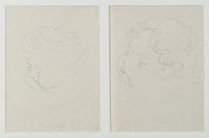 André DERAIN (1880-1954) Portrait de Boby. Deux dessins au crayon dans un même encadrement....