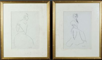 Raoul DUFY (1877-1953) Projet de costume de femme pour "la Fête des Rois". Deux dessins...