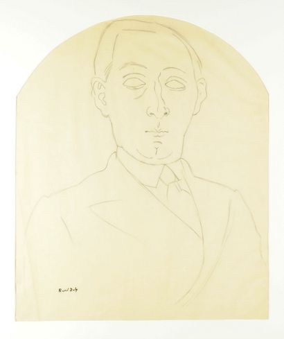 Raoul DUFY (1877-1953) Portrait d’homme. Dessin à la mine de plomb sur papier, signé....