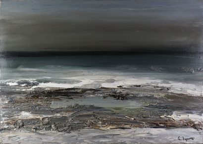 Georges LAPORTE (1926-2000). L'océan, Quiberon, huile sur toile signée, contresignée...