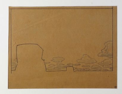 Bernard BOUTET DE MONVEL (1881-1949) Charrette et nuages. Dessin au crayon sur papier,...