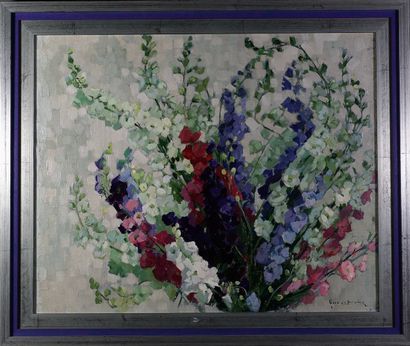 Paul-Jean ANDERBOUHR (1909-2006) Bouquet de fleurs. Huile sur toile signée en bas...
