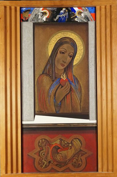 Gustave MIKLOS (1888-1967) Coeur immaculé de Marie, 1941 Peinture à la caséine sur...