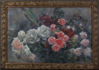 Toshio BANDO (1895-1973) Bouquet de fleurs Pastel, signé 35 x 53 cm