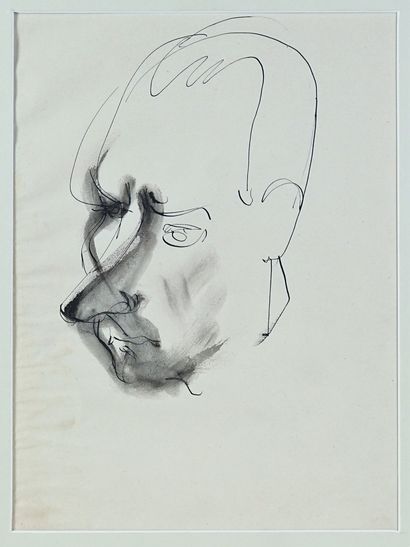 Bengt LINDSTROM (1925-2008). Études de femme et figure. 3 dessins à l’encre, circa...