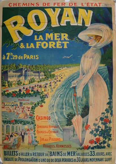 RIEZER Ludovic (né en 1882) ROYAN."LA MER & LA FORÊT à 7h.29 de Paris". Vers 1900...