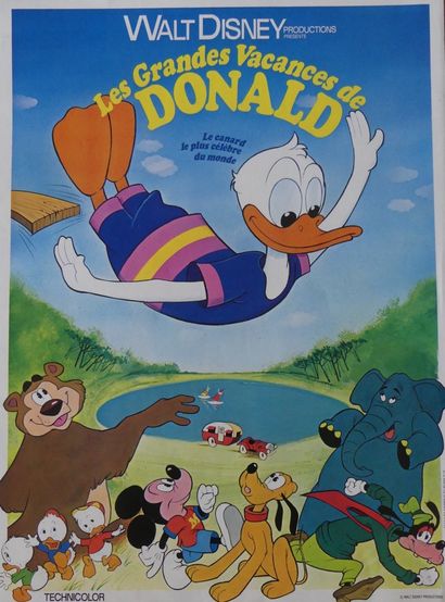 WALT DISNEY (4 affichettes) DONALD'S BIG VACATION. DONALD and DINGO (2) and THE THREE...