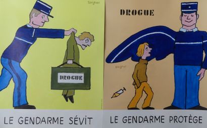 SAVIGNAC Raymond (1907-2002) (6 affichettes) CINÉMARÉCHAUSSÉE (1997) (2) – LE GENDARME...