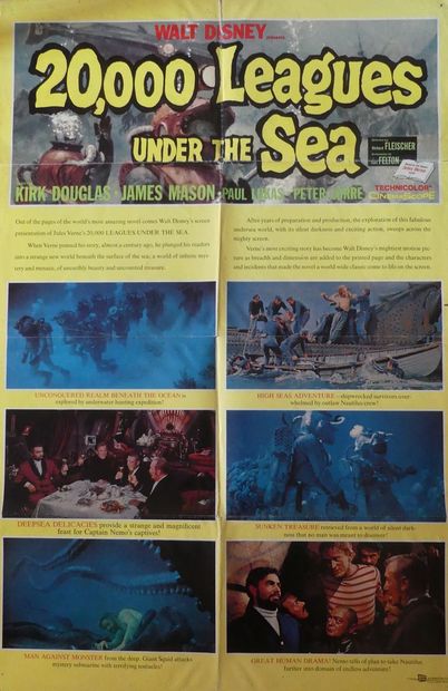 WALT DISNEY presents 20,000 LEAGUES under THE SEA (5 affiches et affichettes) Set...
