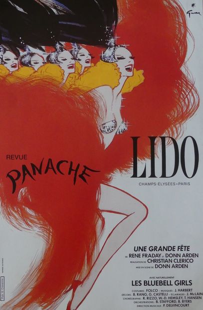 GRUAU René (1909-2004) (2 affichettes) LIDO « PANACHE » et « C’EST MAGIQUE ! » Pub.G.Cravenne-Lalande-Courbet...