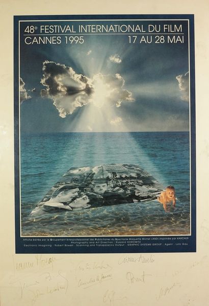 48e FESTIVAL INTERNATIONAL DU FILM. Cannes. 1995 Contrecollée sur papier fort – Contresignée...