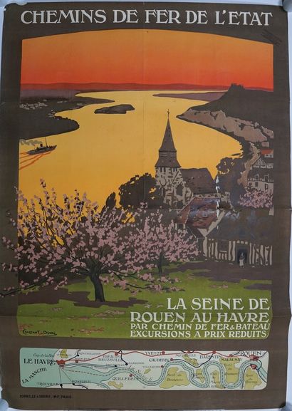 CONSTANT-DUVAL Léon (1877 1956) Chemins de Fer de l'État. LA SEINE DE ROUEN AU HAVRE....