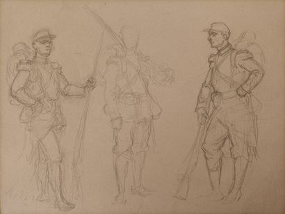 Eugène PECHAUBES (1890-1967) Lot of 4 drawings in ink and graphite . 38 x 27,5 cm,...