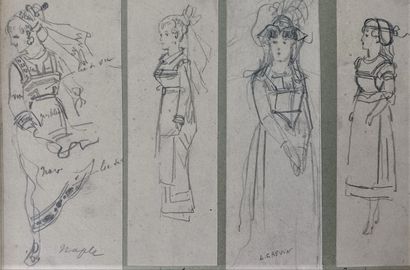 Alfred GREVIN (1827-1892) Lot of 8 drawings . in the state (possible accidents and...