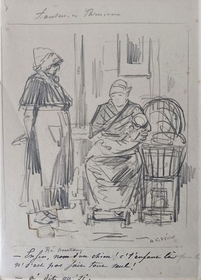 Alfred GREVIN (1827-1892) Lot de 10 dessins . en l'état (possible accidents et manques)...