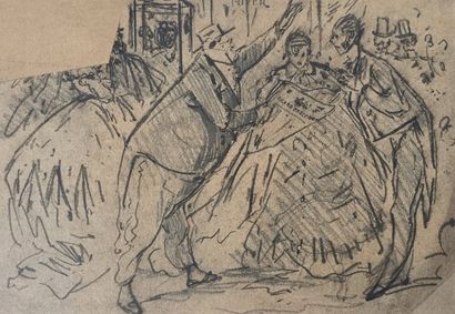 Alfred GREVIN (1827-1892) Lot of 5 drawings . in the state (possible accidents and...