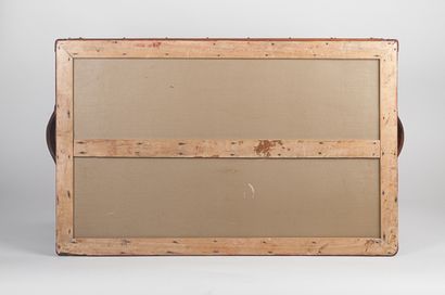 MALLE DE VOITURE Trunk in coated canvas. Locks and latches in gilded brass, lozinated...