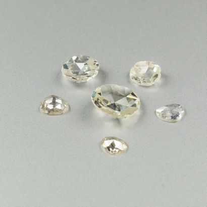 null Lot comprenant 6 beaux diamants taillés en roses (égrisures) dont couronnées...