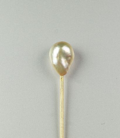 null Épingle de cravate en or jaune 18K (750/oo) terminée par une perle fine (eau...