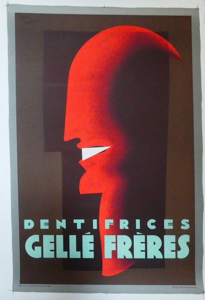 CARLU Jean (d’après) DENTIFRICES GELLÉ FRÈRES. 1980 Sur papier Rives Imp.Bedos, Paris...