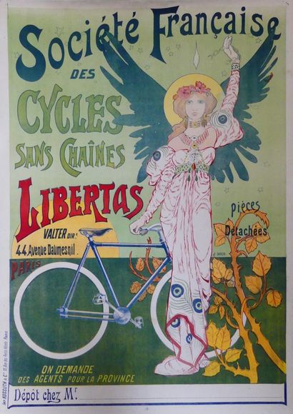 DUCH J SOCIÉTÉ FRANÇAISE des CYCLES sans chaînes LIBERTAS. Printed by Kossuth & Cie,...