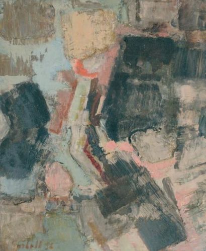 null Abstraction, 1956 Huile sur toile Signée en bas à gauche et datée 27 x 22 c...