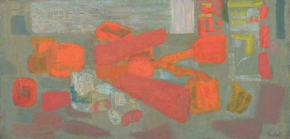 null Abstraction rouge et grise, 1955 Huile sur toile Signée en bas à droite 31 x...