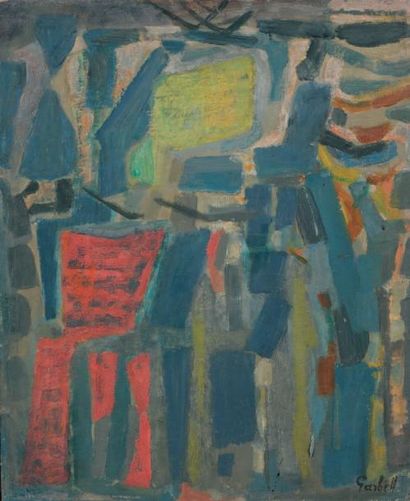 null Abstraction, 1955 Huile sur toile Signée en bas à droite 61 x 50 cm