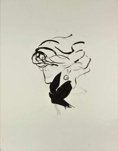 René GRUAU (1909-2004) Femme au nœud papillon
Encre et estompe
Non signé
65 x 50...