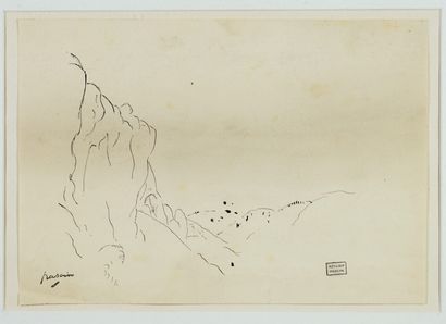 Jules PASCIN (1885-1930) Landscapes
Set of two drawings (pencil; ink) 
Each stamped...
