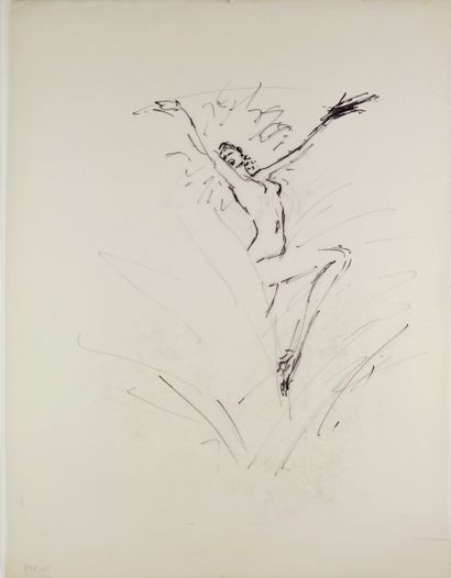 René GRUAU (1909-2004) Ensemble de trois dessins (encre et fusain et crayon conté)
de...