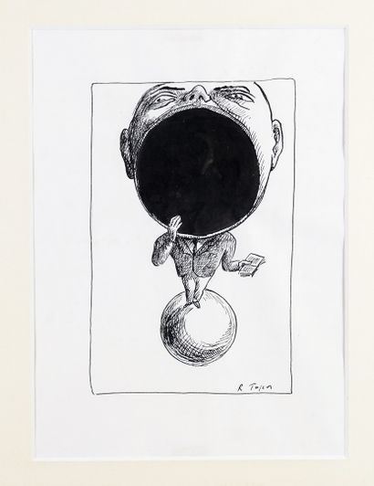 Roland TOPOR (1938-1997) The tired world
Ink. Signed lower right
22 x 16 cm at sight

Provenance...