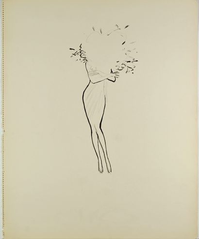 René GRUAU (1909-2004) Five drawings (charcoal, ink and pencil) of various subjects
Four...