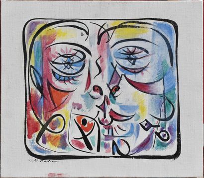 André MASSON (1896-1987) Visage, circa 1962
Huile sur toile
Signée en bas à gauche
29,5...