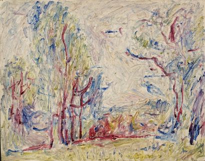 OUSSATCHOV, École russe XXe Landscape
Oil on cardboard. Annotated Oussatchov on the...