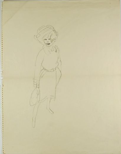 René GRUAU (1909-2004) Three drawings (grease pencil, marker and Bic)
of various...