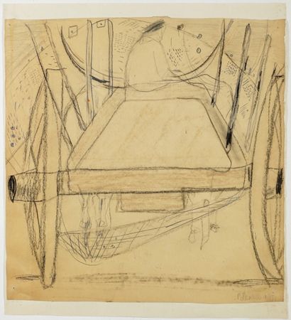 Pierre LESIEUR Study of an Armchair, 1951
Oil pastel, conté pencil and brown highlights...