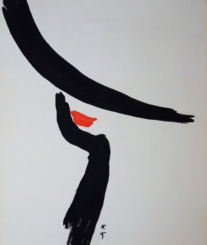 René GRUAU (1909-2004) Red Kiss
Gouache and ink on paper. Signed at the bottom
54...