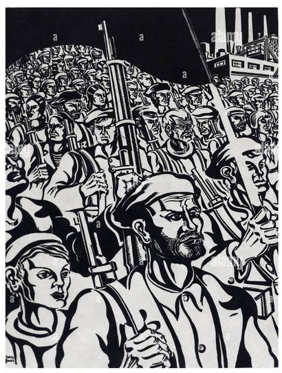 École espagnole vers 1940 La grève ou La huelga
Huile sur toile non signée
130 x...