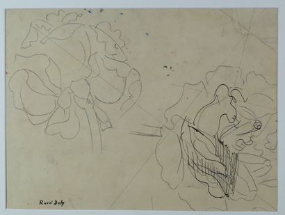 Raoul DUFY (1877-1953) Feuillage
Étude au crayon conté portant des annotations de...