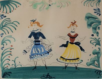 André DERAIN (1880-1954) Deux élégantes en costume de théâtre
Aquarelle sur trait...