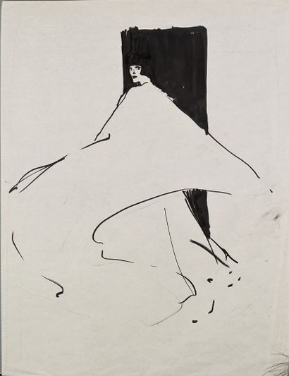 René GRUAU (1909-2004) Deux dessins (encre sur papier fin et rehauts de crayon ;...