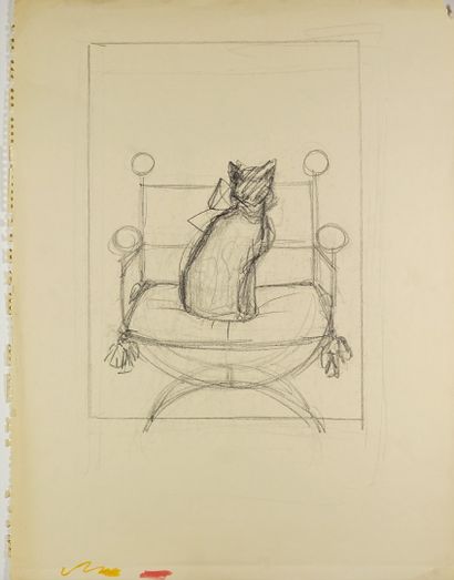 René GRUAU (1909-2004) Cinq dessins (encre, crayon Conté, fusain, crayon gras et...