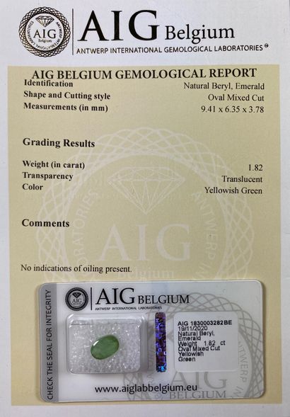 null Emeraude non montée pesant 1.82 carats accompagnée d'un certificat AIG