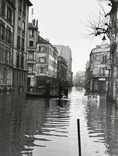 INGI (Louis Ingigliardi, dit) 1915-2008 LA SEINE "Inondations à Courbevoie", janvier...